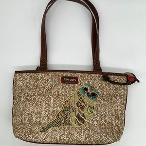 Sakroots Purse Owl Motif Handbag Medium sized Brown Tan